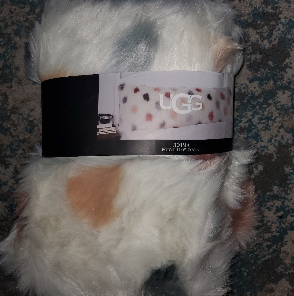 New Ugg Jemma Polka Dot Body Pillow Fur Cover 20 X 54 - Picture 2 of 8
